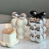 Bow toothpick and cotton swab holder