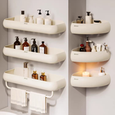 The bathroom shelves
