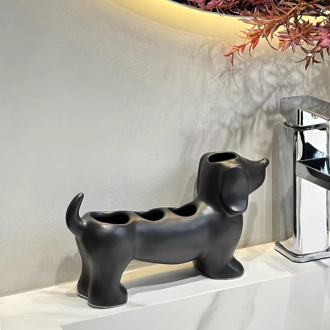 Doggy toothbrush holder