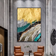 Abstract Golden Mountain Canvas