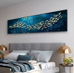 Blue Sea Golden Fish Canvas