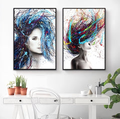 Colored Hair Woman Canvas