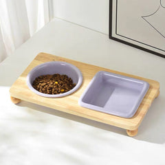 Wooden Base Feeding Bowl