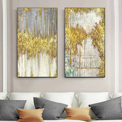 Abstract Golden Dots Painting