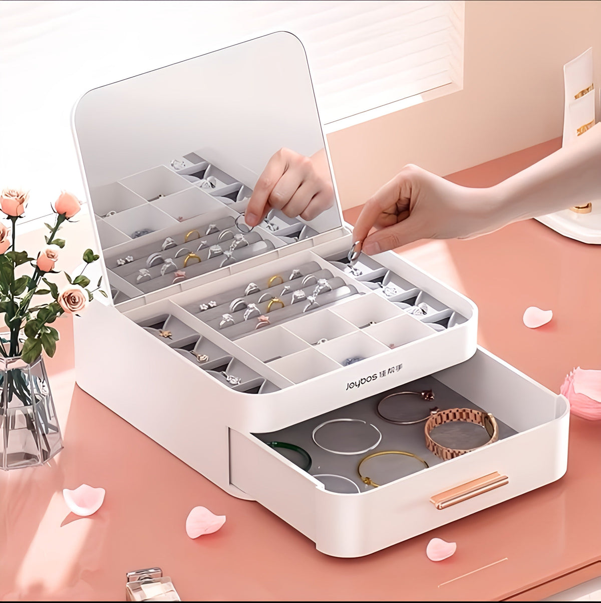 Accessories Jewelry Organizer Box With Mirror